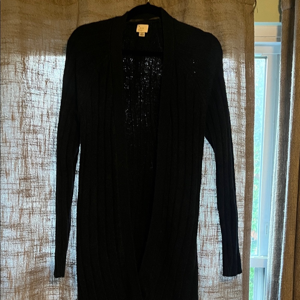 Navy Ribbed Cardigan Sweater